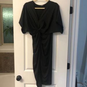 Faux wrap black dress